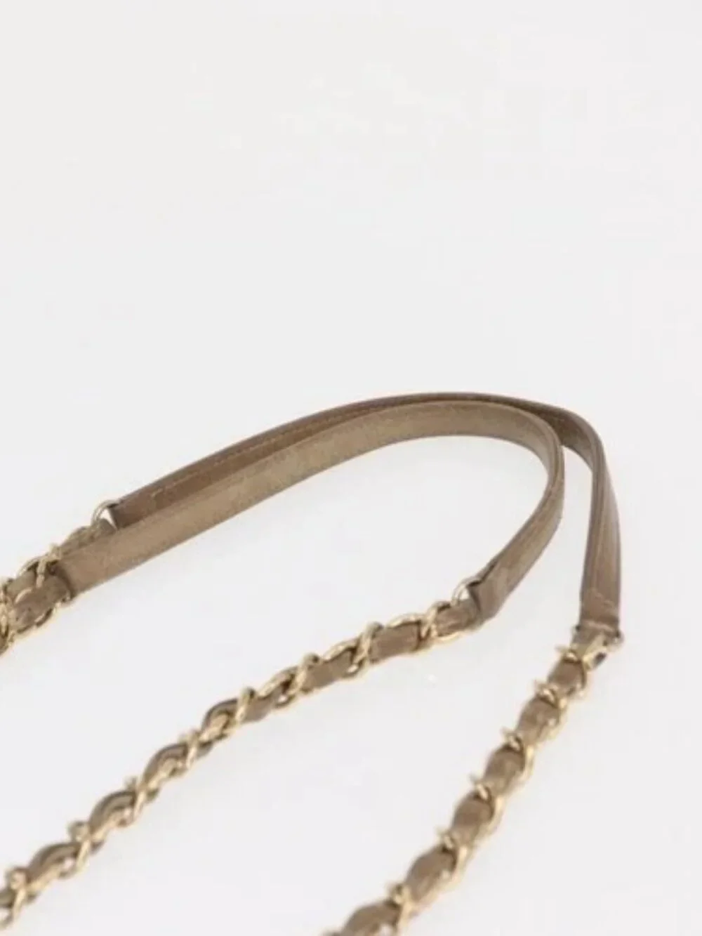 CHANEL Chain Shoulder Bag Nylon Leather Black Gold CC Auth bs32086